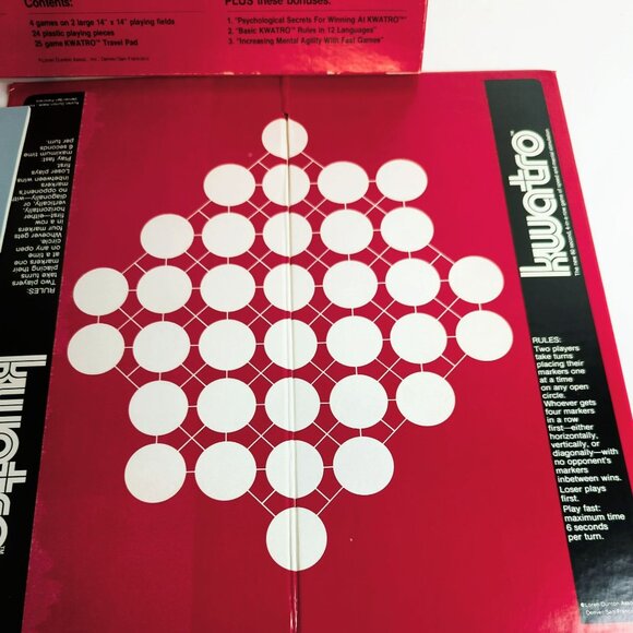 Vintage 4 In 1 Kwatro Checkers Loren Dunton Complete 1978 Board Game - Picture 8 of 8